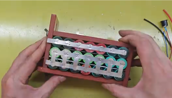 weld nickel strips onto the battery pack