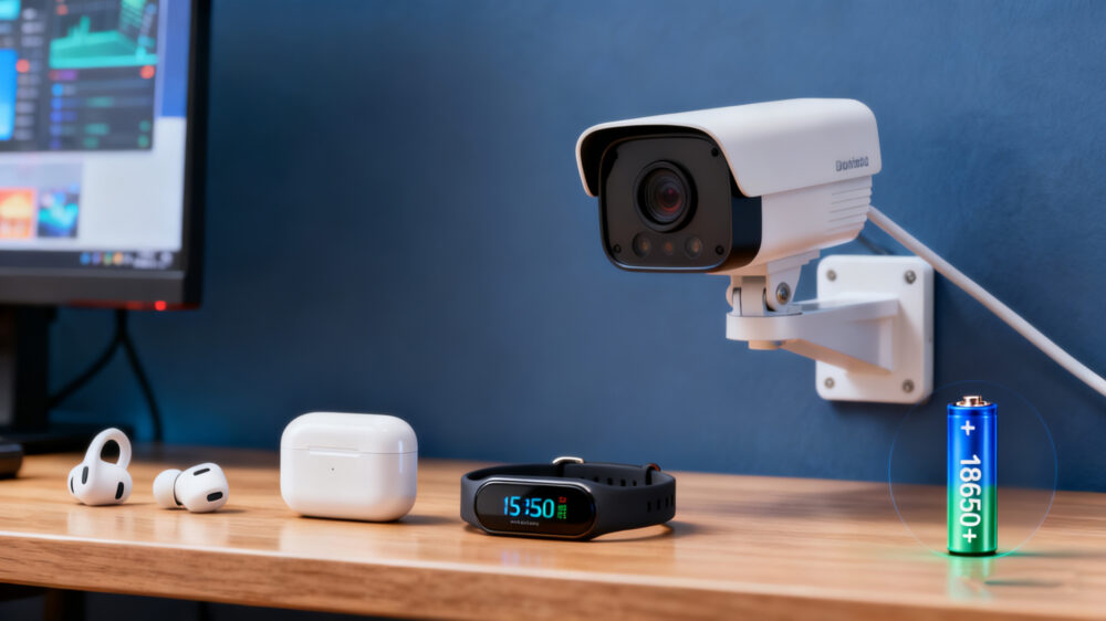 Lithium-ion 18650 3.7V 3000mAh battery powering consumer electronics and smart home devices