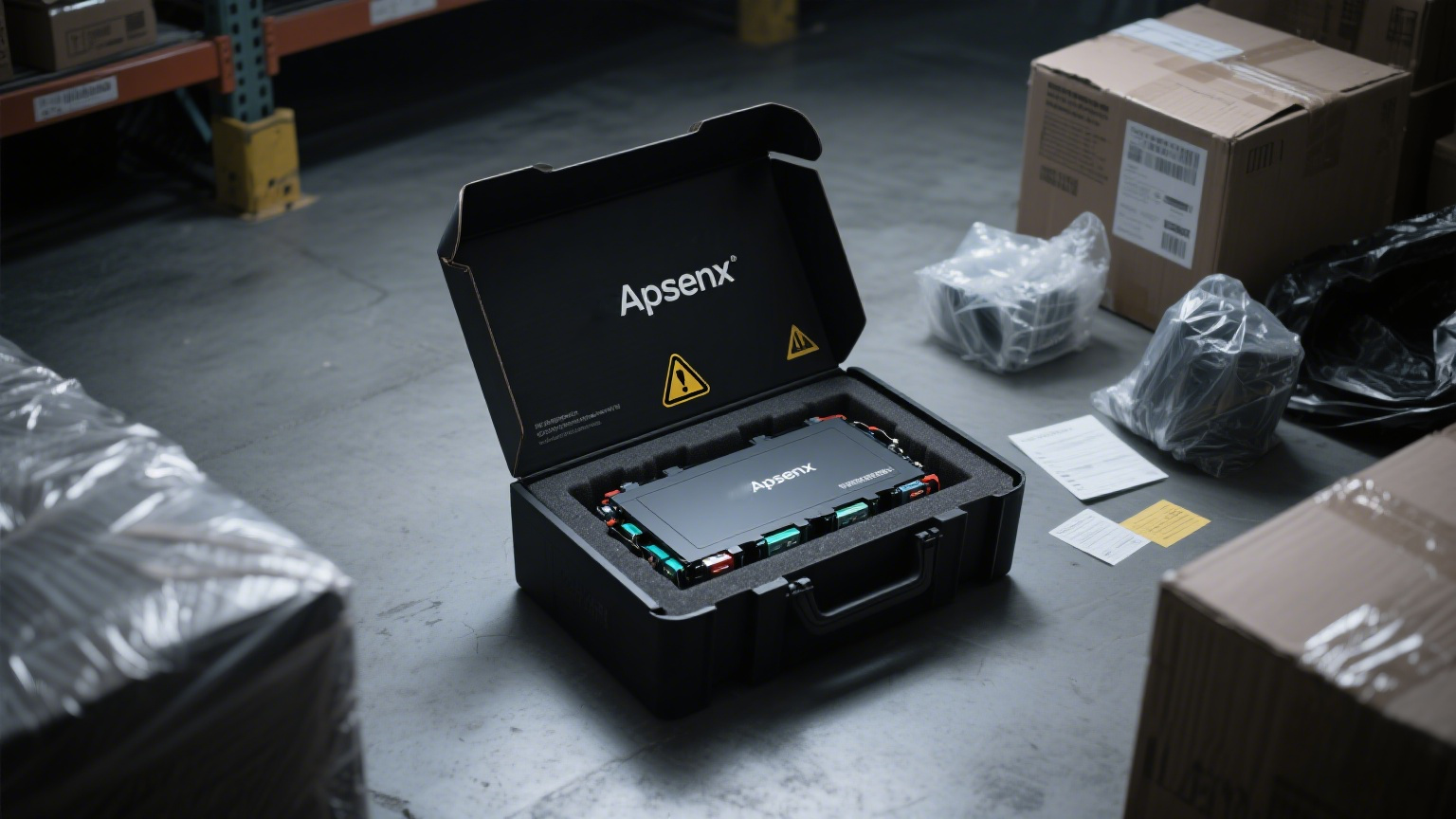 Apsenx high-capacity lithium battery modules designed for agricultural drones.