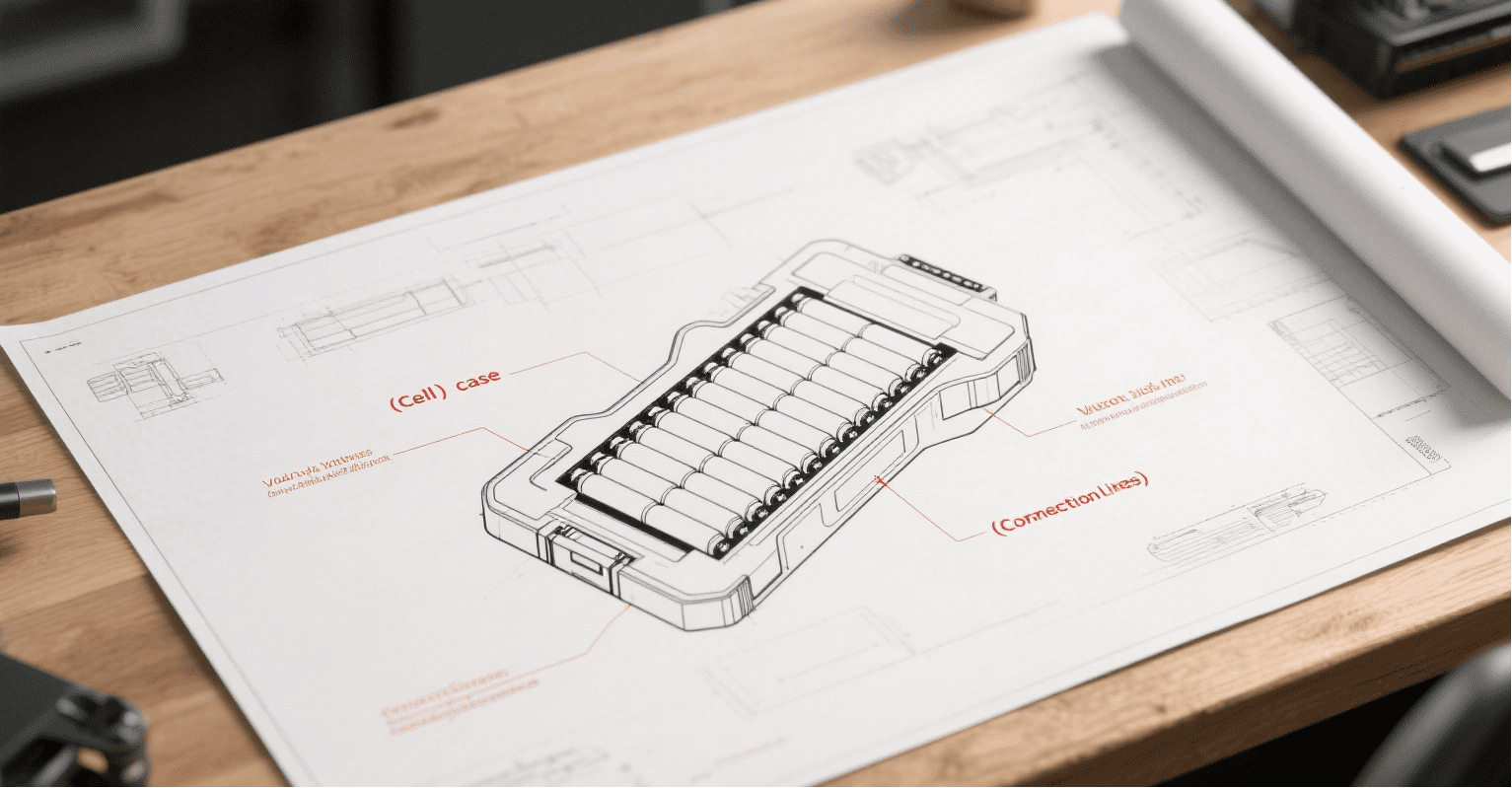 Custom UAV battery structural design diagram