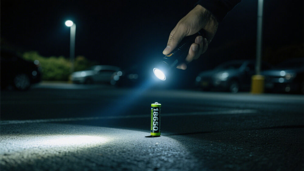 handheld flashlight powered by a single 18650 battery