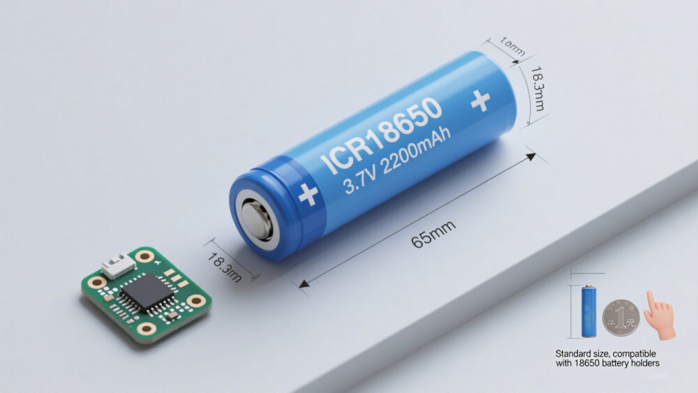  ICR18650 3.7V 2200mAh lithium battery appearance and dimensions