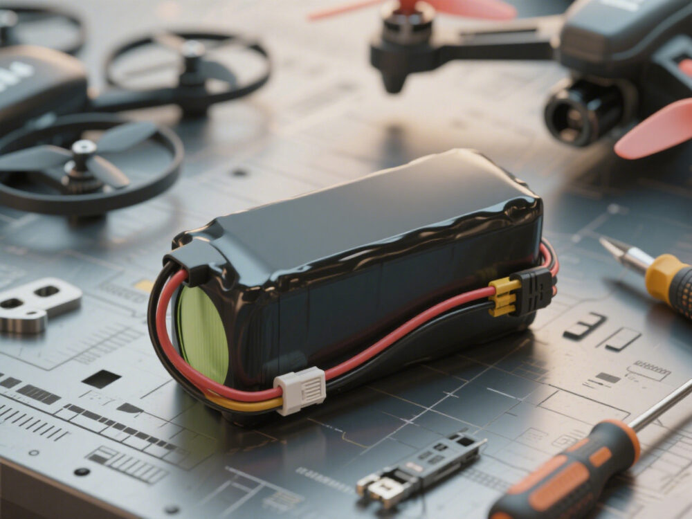 close-up of LiPo battery pack for drones