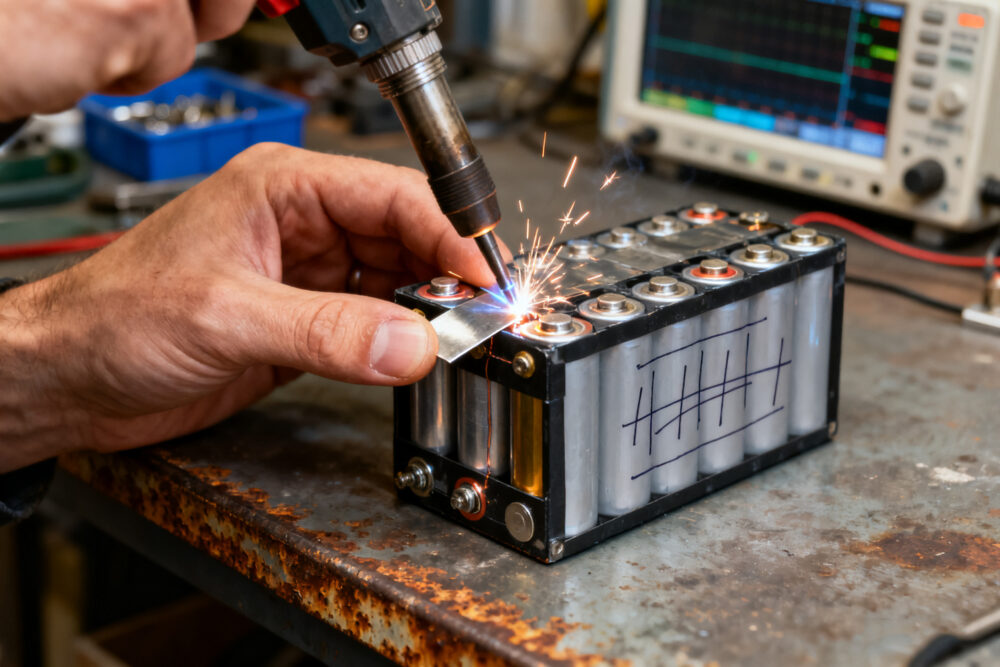 DIY assembly of a custom ebike battery pack with spot welding