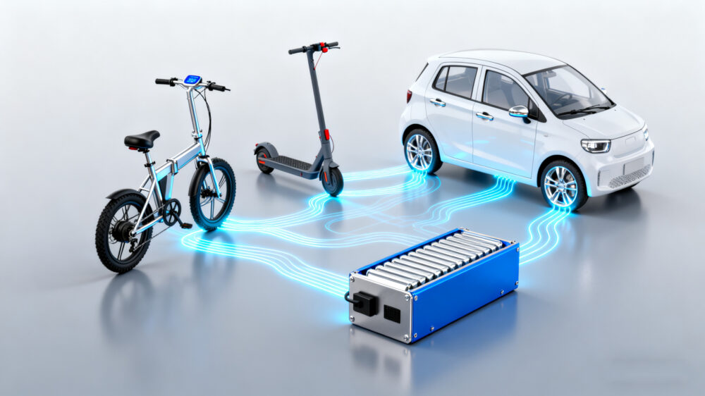 different electric vehicles powered by 18650 battery packs