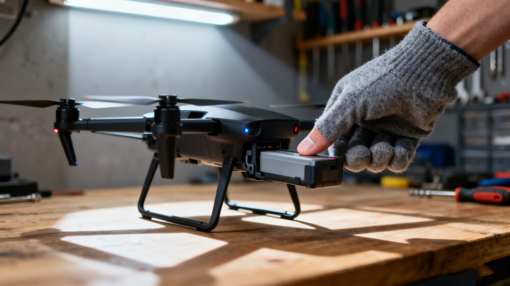 A drone powered off