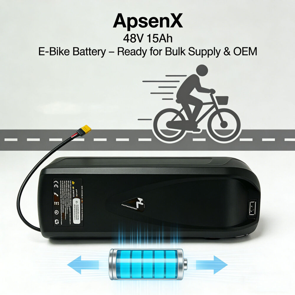 ApsenX 48V 15Ah 720Wh E-Bike Battery – High-Performance, Bulk & OEM Ready