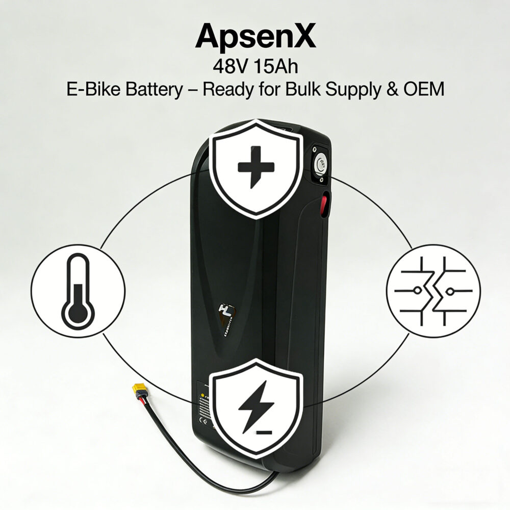 Smart BMS and Long-Life ApsenX 48V 15Ah E-Bike Battery – Safe, Reliable & Durable