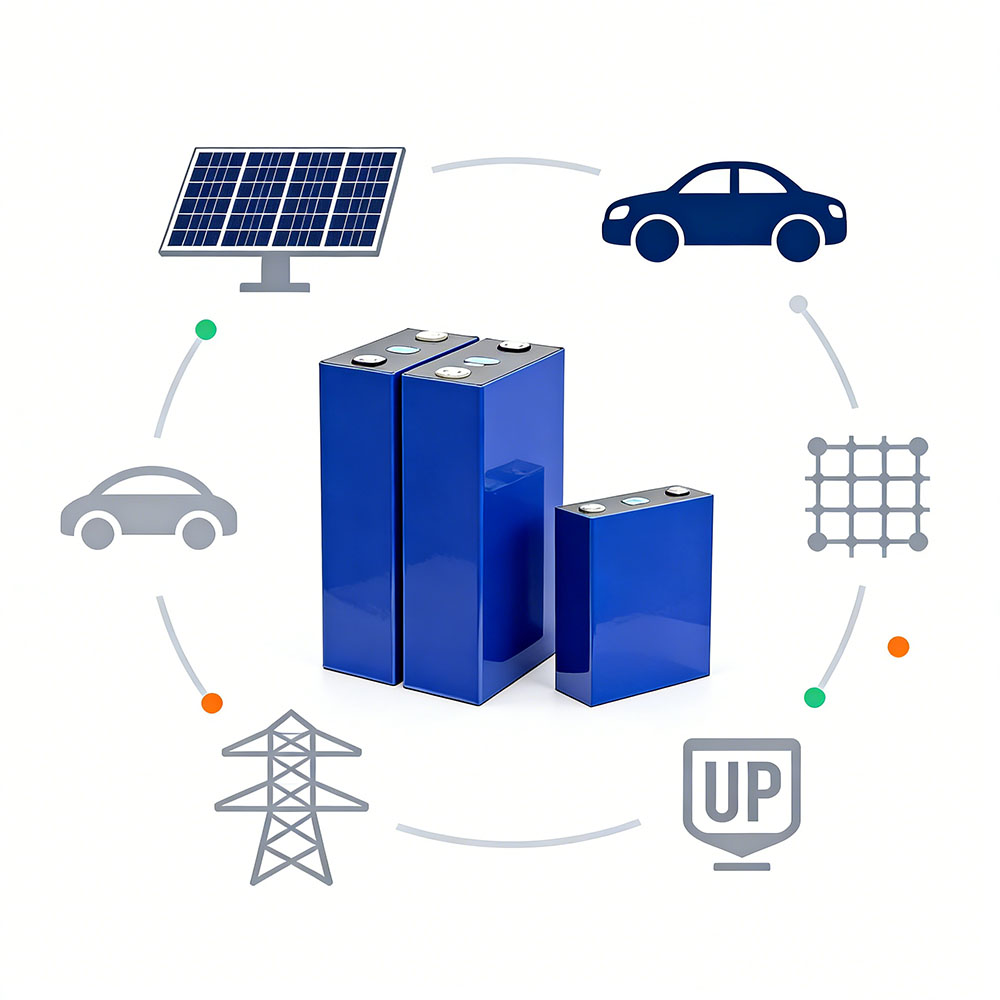 LiFePO4 280Ah 3.2V battery of solar, EV, and backup power applications.