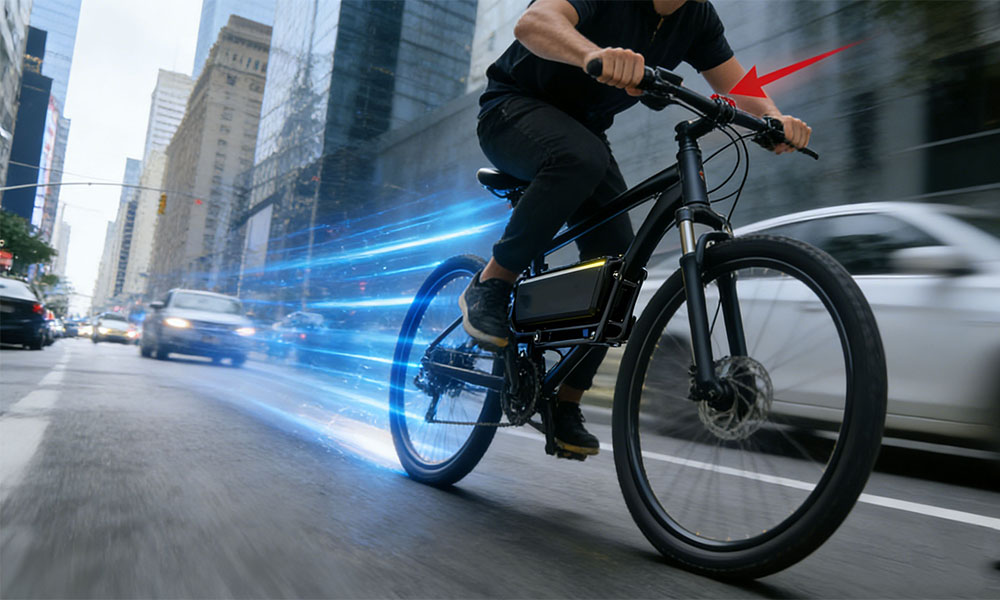 Electric bike with 48V 15Ah battery in the city