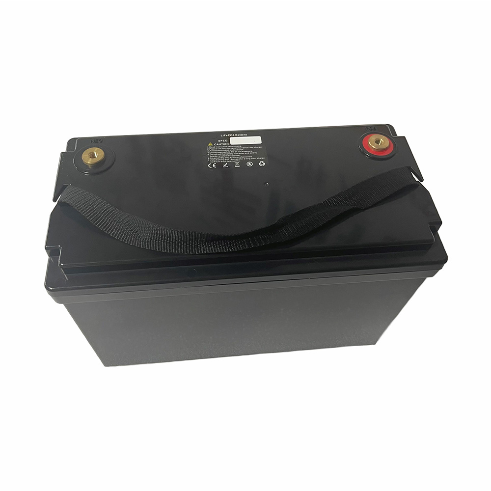 12V 100Ah LiFePO4 solar battery front view for solar, RV, and off-grid power systems