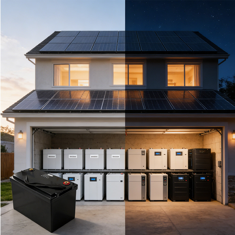 home using solar panels and lithium battery storage for energy independence