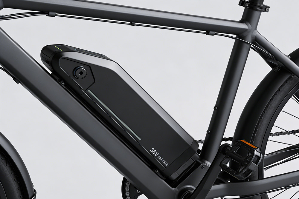 36V lithium battery installed on electric bike for urban commuting