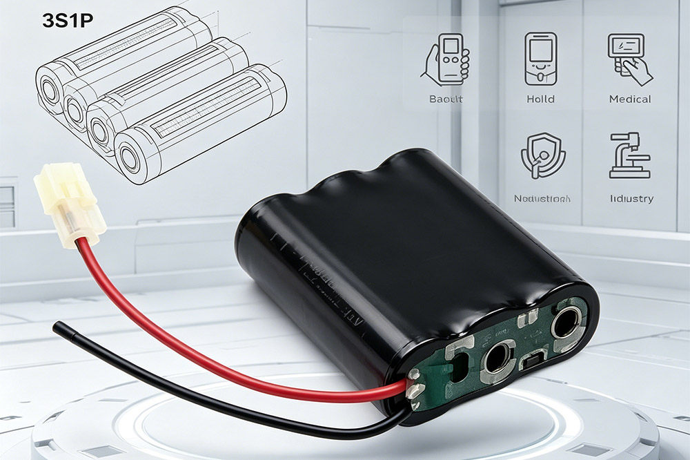 3S1P 18650 11.1V lithium battery pack for industrial and portable equipment