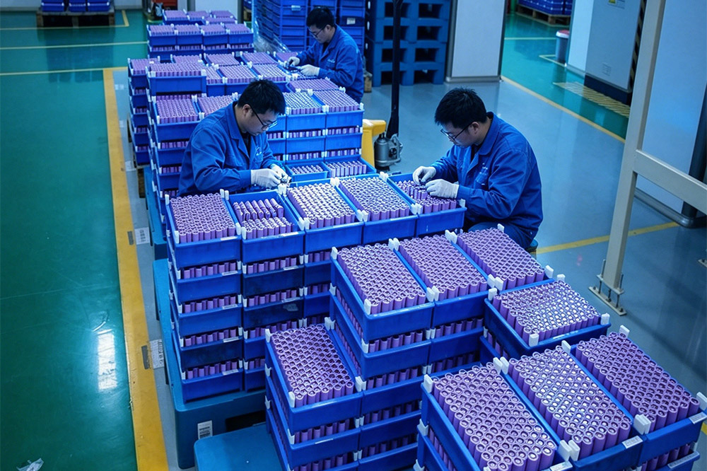 lithium battery factory producing 18650 cells
