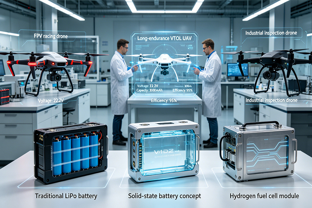 Next-generation drone battery technologies including solid-state and hydrogen systems