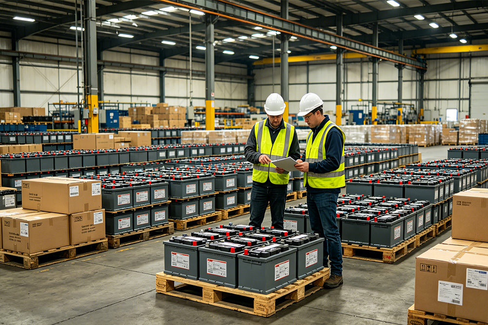 12V 100Ah LiFePO4 batteries prepared for bulk shipment