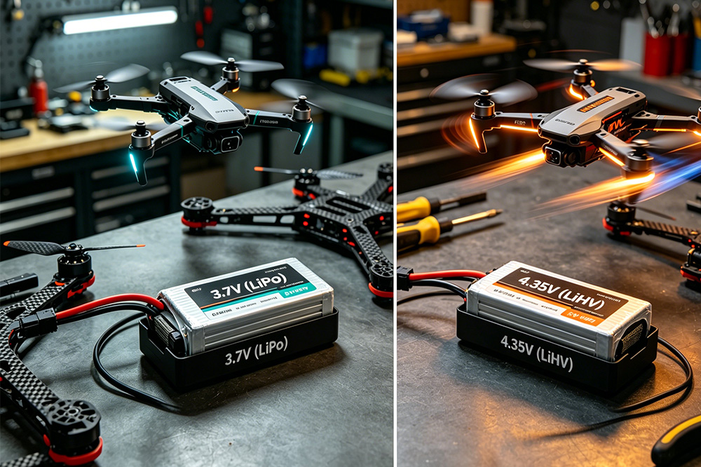 Comparison between LiHV and standard LiPo batteries used in UAVs