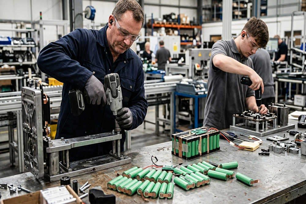 High-drain 18650 lithium battery pack used in cordless electric screwdrivers and impact wrenches