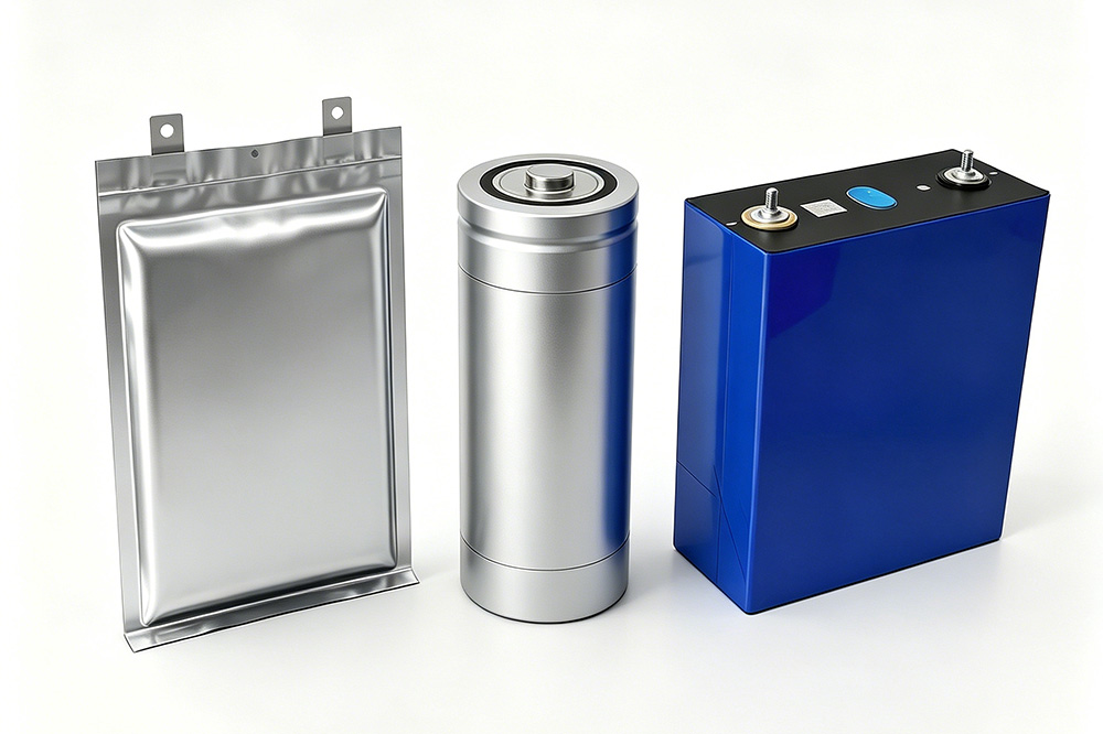 Different lithium-ion cell formats used across consumer and industrial products.