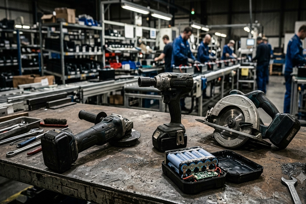 High-drain 18650 lithium battery pack powering heavy-duty cordless industrial tools
