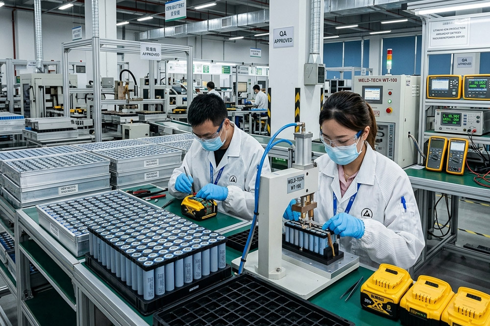 18650 power tool battery factory production line with lithium battery assembly and testing