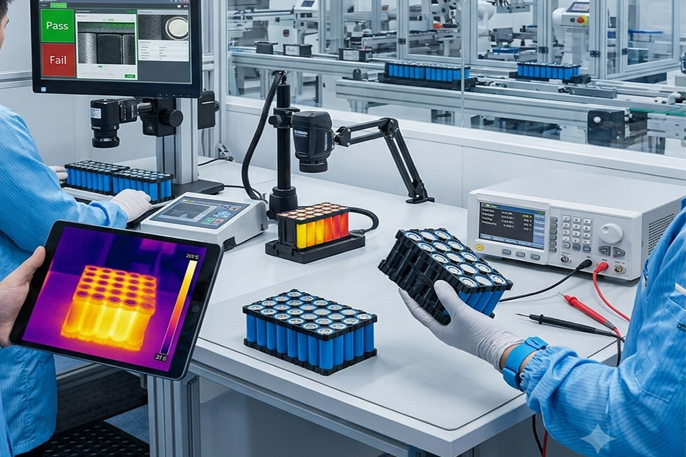 Quality control inspection for OEM 18650 power tool battery production