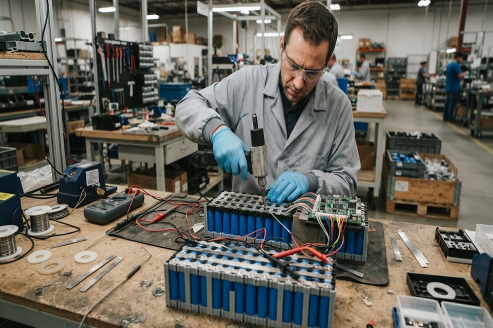 18650 lithium battery cells connected in series and parallel for custom battery pack design