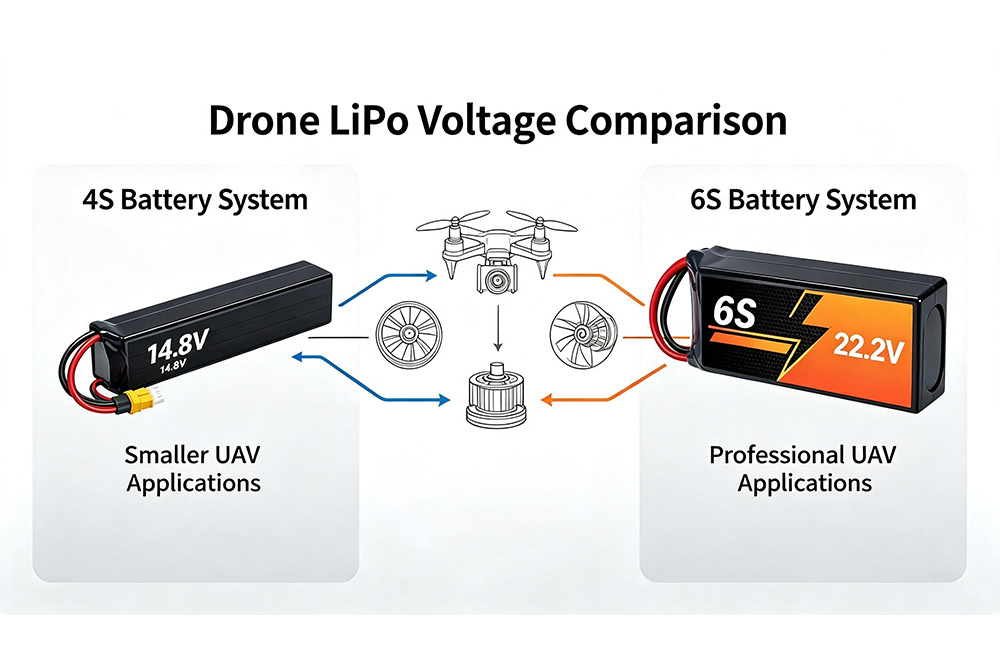 4S vs 6S LiPo battery comparison for drone power systems