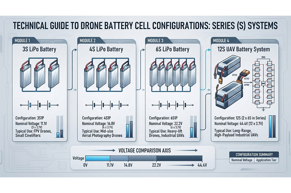 6S LiPo battery voltage configuration for drone