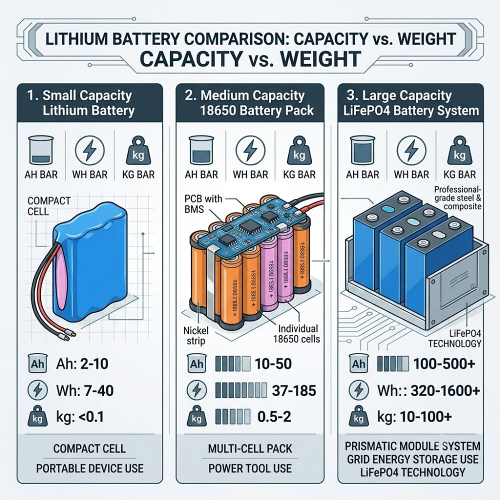 battery capacity vs weight relationship lithium battery energy density