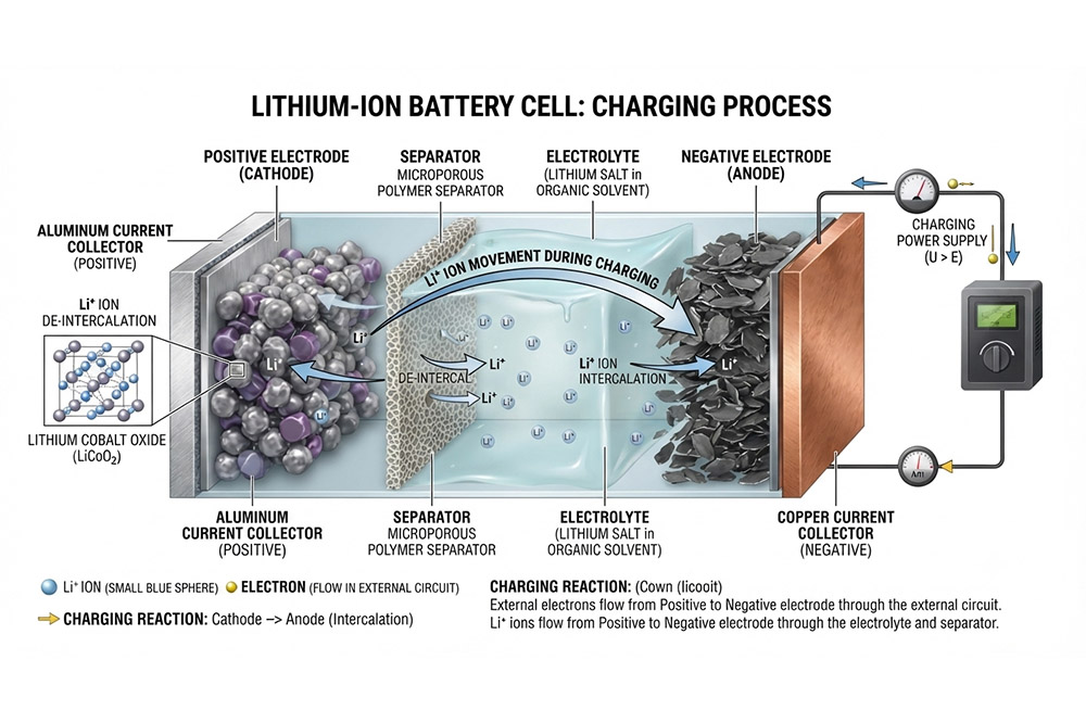 how charging changes chemical energy inside lithium battery