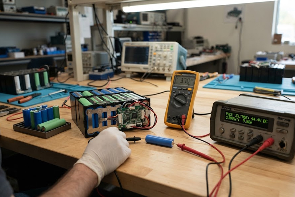18650 lithium-ion battery voltage testing showing 3.7V nominal and 4.2V full charge