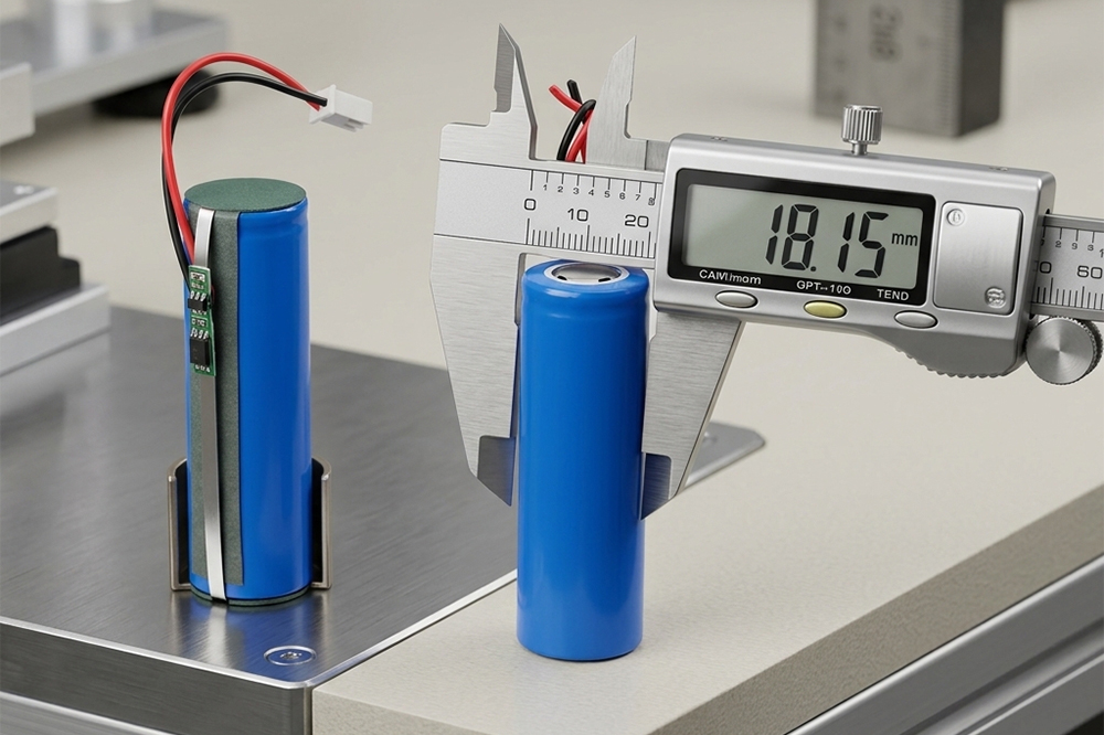Measuring 18650 battery dimensions with a digital caliper