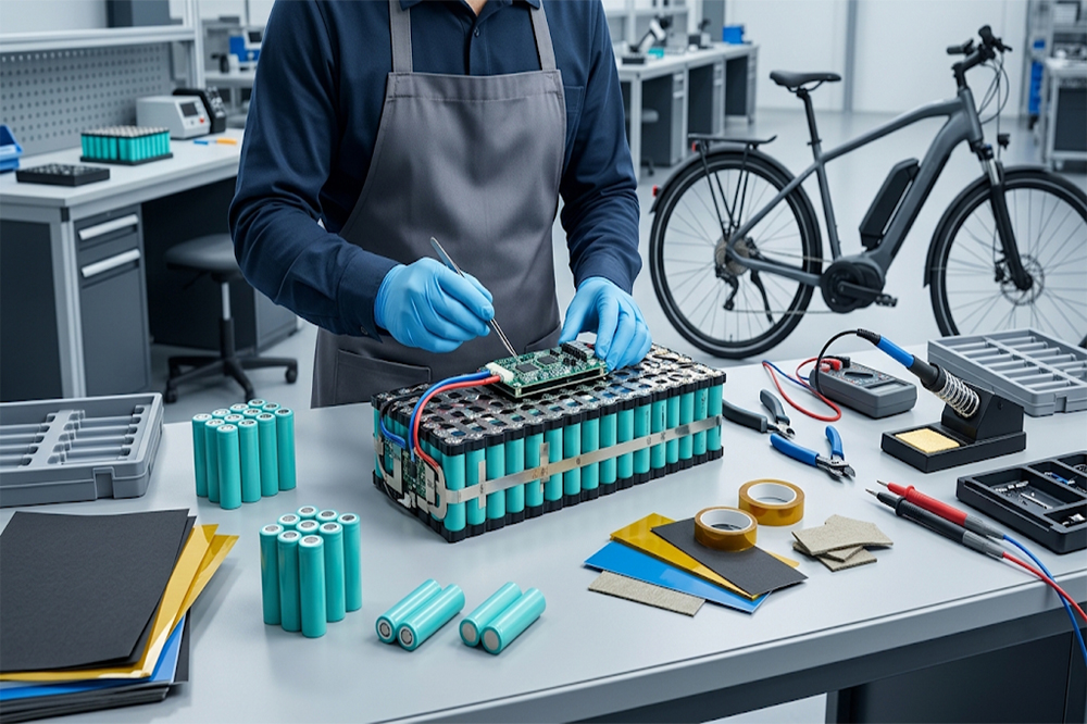 18650 lithium-ion cells used in an e-bike battery pack