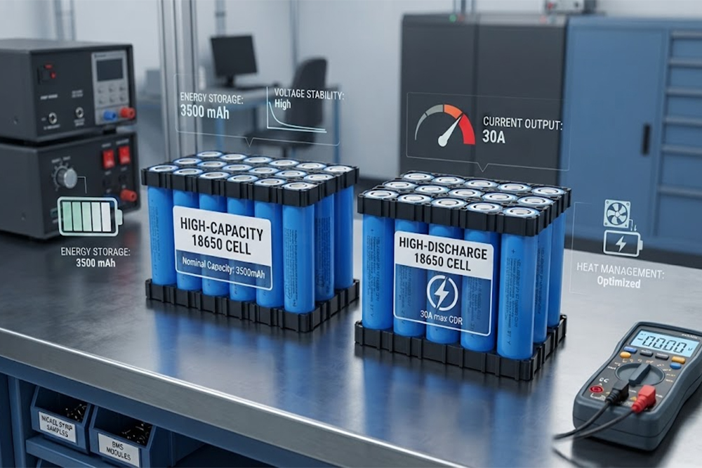 High-capacity and high-discharge 18650 lithium battery cells comparison