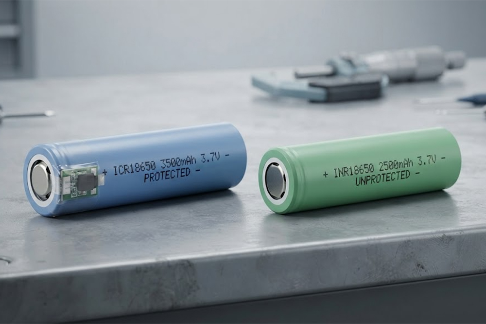 Protected and unprotected 18650 lithium battery comparison