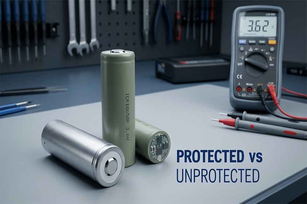 Comparison of protected and unprotected 18650 lithium-ion cells on an engineering workstation