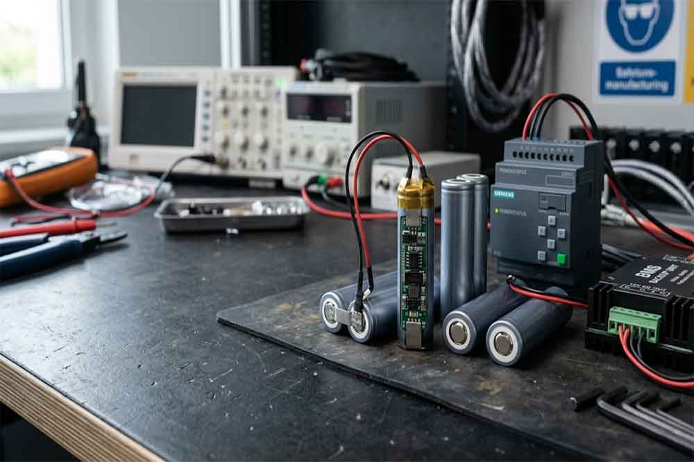 Protected 18650 lithium-ion battery with a protection circuit for backup power applications in industrial electronic equipment.